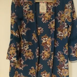 Pink Rose Vintage Women's Floral Kimono Size M